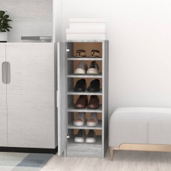 vidaXL Zapatero de madera contrachapada gris Sonoma 32x35x92 cm