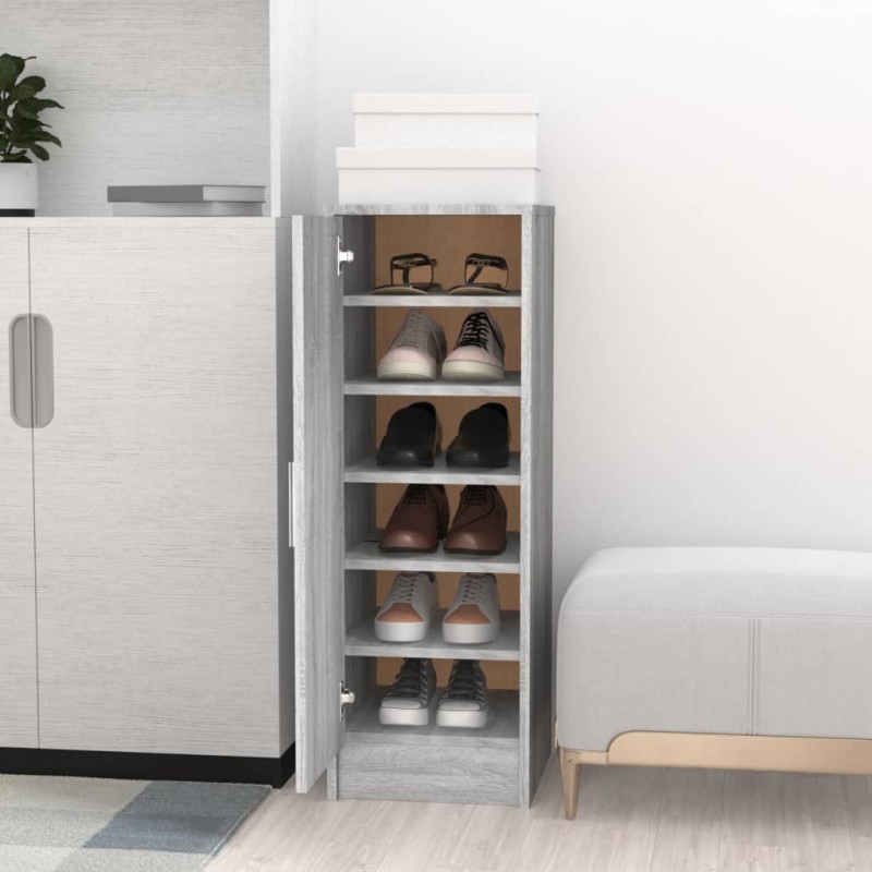 vidaXL Zapatero de madera contrachapada gris Sonoma 32x35x92 cm vidaXL Zapatero de madera contrachapada gris Sonoma 32x35x92 cm