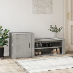 vidaXL Mueble zapatero madera contrachapada gris hormigón 130x35x54 cm