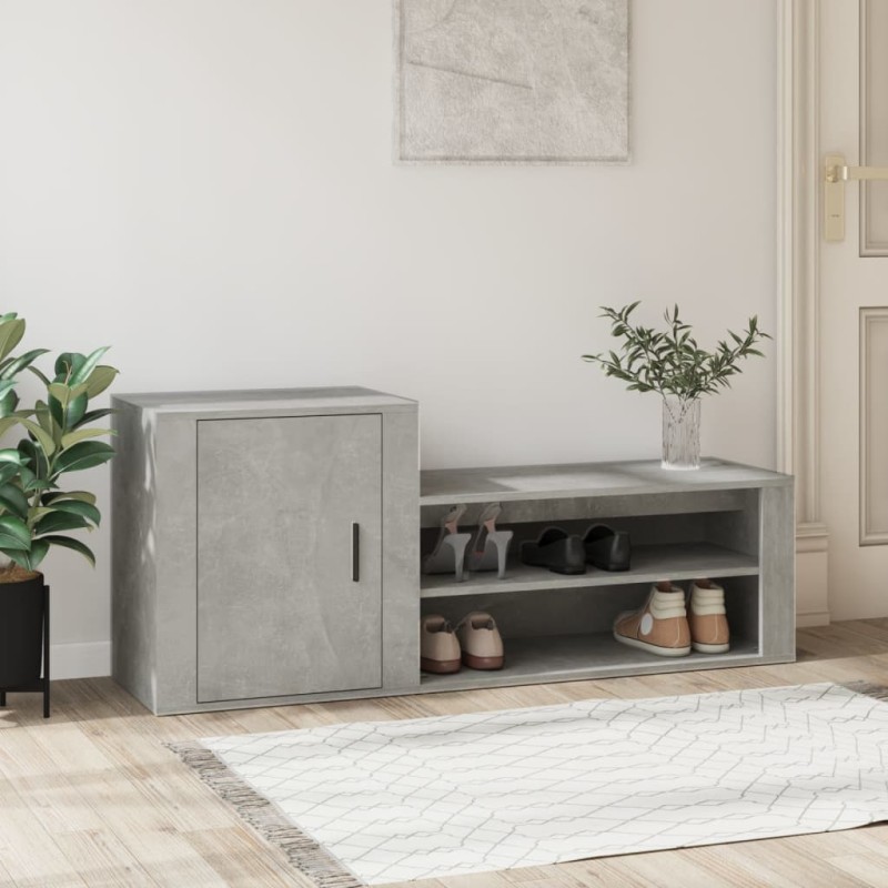 vidaXL Mueble zapatero madera contrachapada gris hormigón 130x35x54 cm vidaXL Mueble zapatero madera contrachapada gris hormigón 130x35x54 cm