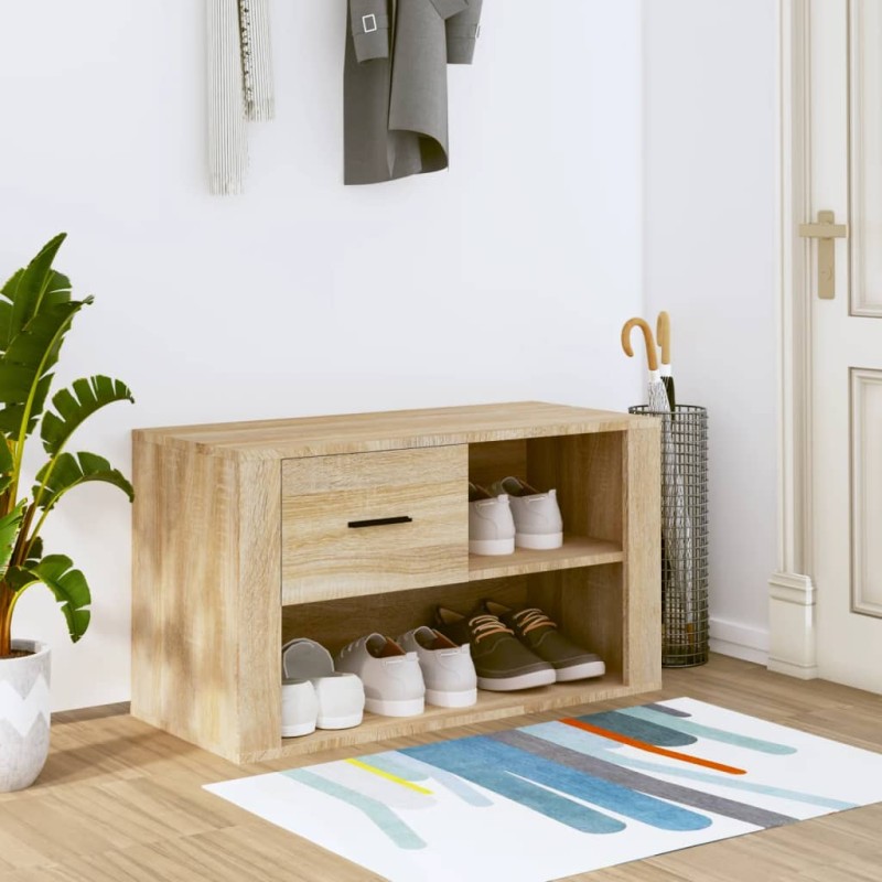 vidaXL Mueble zapatero madera contrachapada roble Sonoma 80x35x45 cm vidaXL Mueble zapatero madera contrachapada roble Sonoma 80x35x45 cm