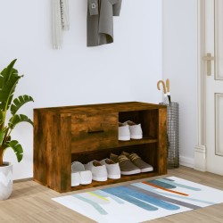 vidaXL Mueble zapatero madera contrachapada roble ahumado 80x35x45 cm
