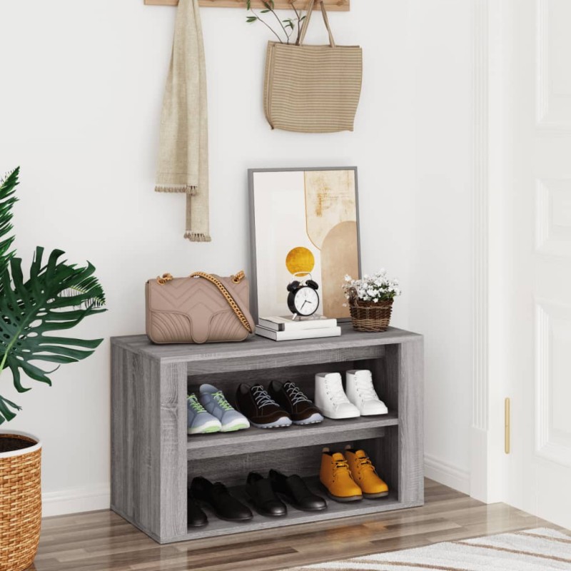 vidaXL Mueble zapatero madera contrachapada gris Sonoma 75x35x45 cm vidaXL Mueble zapatero madera contrachapada gris Sonoma 75x35x45 cm