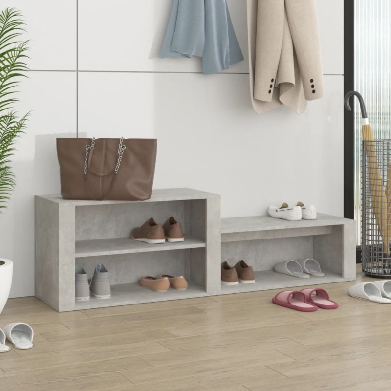 vidaXL Mueble zapatero madera contrachapada gris hormigón 150x35x45 cm vidaXL Mueble zapatero madera contrachapada gris hormigón 150x35x45 cm