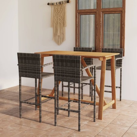 vidaXL Conjunto de bar para jardín 5 piezas gris