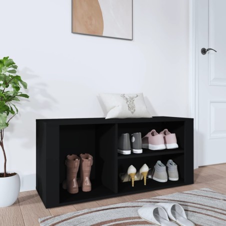 vidaXL Mueble zapatero madera contrachapada negro 100x35x45 cm