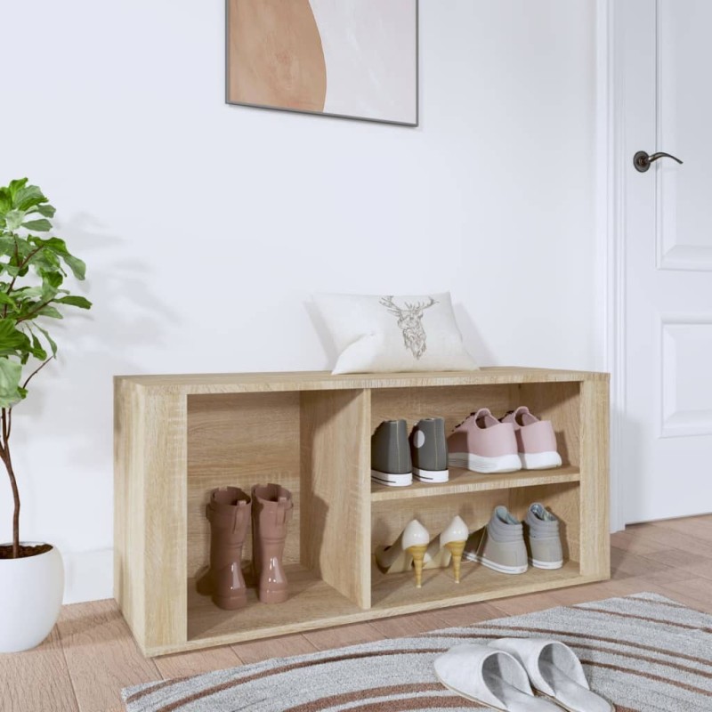 vidaXL Mueble zapatero madera contrachapada roble Sonoma 100x35x45 cm vidaXL Mueble zapatero madera contrachapada roble Sonoma 100x35x45 cm