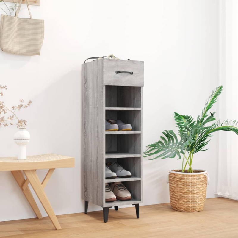 vidaXL Mueble zapatero madera contrachapada gris Sonoma 30x35x105 cm vidaXL Mueble zapatero madera contrachapada gris Sonoma 30x35x105 cm