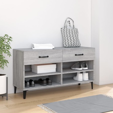 vidaXL Mueble zapatero madera contrachapada gris Sonoma 102x35x55 cm