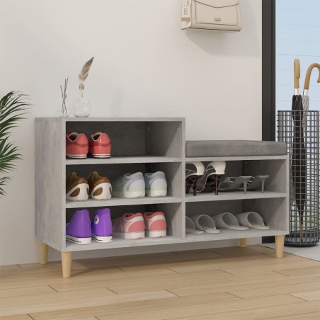 vidaXL Mueble zapatero madera contrachapada gris hormigón 102x36x60 cm