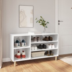 vidaXL Mueble zapatero madera contrachapada blanco brillo 102x36x60 cm