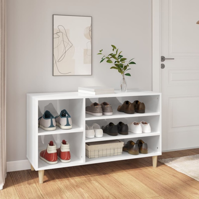vidaXL Mueble zapatero madera contrachapada blanco brillo 102x36x60 cm