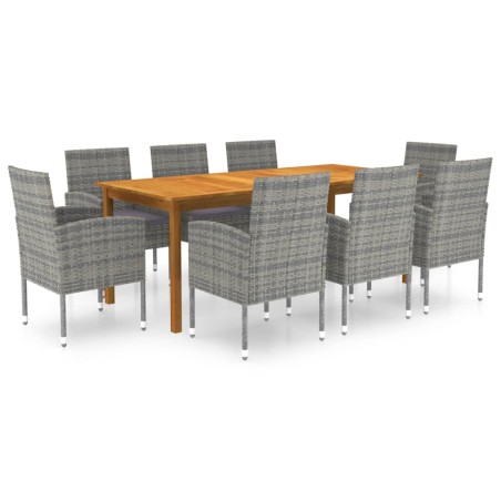 vidaXL Juego de comedor de jardín 9 piezas gris