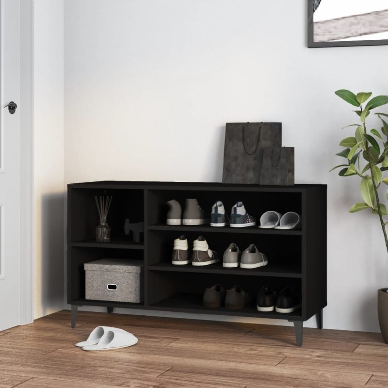 vidaXL Mueble zapatero madera contrachapada negro 102x36x60 cm vidaXL Mueble zapatero madera contrachapada negro 102x36x60 cm