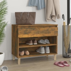 vidaXL Mueble zapatero madera contrachapada roble ahumado 70x36x60 cm
