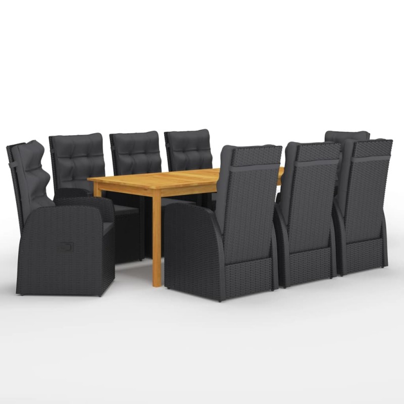 vidaXL Juego de comedor para jardín de 9 piezas negro vidaXL Juego de comedor para jardín de 9 piezas negro