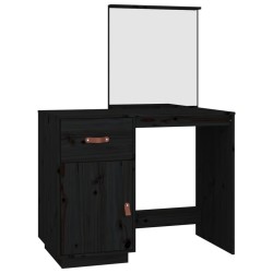 vidaXL Mesa tocador de madera maciza de pino negra 95x50x134 cm