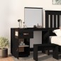 vidaXL Mesa tocador de madera maciza de pino negra 95x50x134 cm