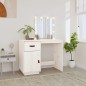 vidaXL Mesa tocador con LED madera maciza pino blanco 95x50x133,5 cm vidaXL Mesa tocador con LED madera maciza pino blanco 95x50x133,5 cm