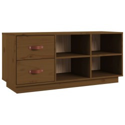 vidaXL Banco zapatero madera maciza de pino marrón miel 100x34x45 cm