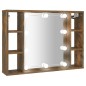 vidaXL Mueble con espejo y LED color roble ahumado 76x15x55 cm vidaXL Mueble con espejo y LED color roble ahumado 76x15x55 cm