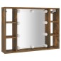 vidaXL Mueble con espejo y LED color roble ahumado 76x15x55 cm vidaXL Mueble con espejo y LED color roble ahumado 76x15x55 cm