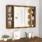 vidaXL Mueble con espejo y LED color roble ahumado 76x15x55 cm vidaXL Mueble con espejo y LED color roble ahumado 76x15x55 cm