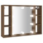 vidaXL Mueble con espejo y LED color roble marrón 76x15x55 cm vidaXL Mueble con espejo y LED color roble marrón 76x15x55 cm