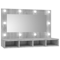 vidaXL Mueble con espejo y LED color gris Sonoma 90x31,5x62 cm