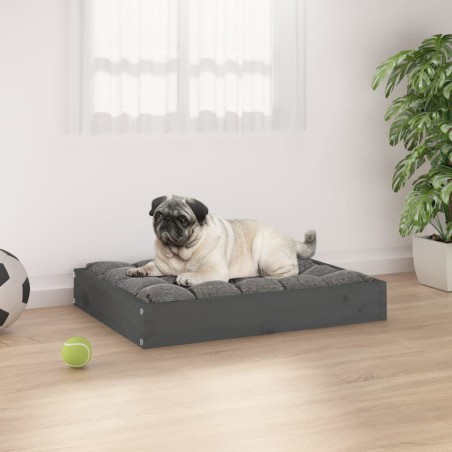 vidaXL Cama para perros madera maciza de pino gris 61,5x49x9 cm