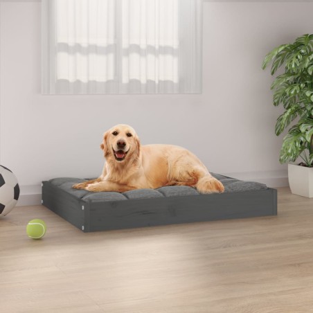 vidaXL Cama para perros madera maciza de pino gris 71,5x54x9 cm
