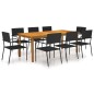 vidaXL Juego de comedor de jardín de 9 piezas negro vidaXL Juego de comedor de jardín de 9 piezas negro