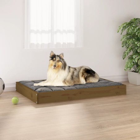 vidaXL Cama para perros madera maciza pino marrón miel 91,5x64x9 cm