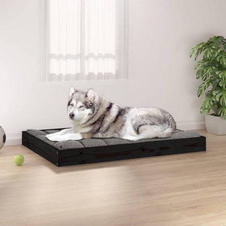 vidaXL Cama para perros madera maciza de pino negro 101,5x74x9 cm