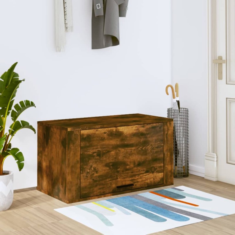 vidaXL Mueble zapatero pared madera pino roble ahumado 70x35x38 cm vidaXL Mueble zapatero pared madera pino roble ahumado 70x35x38 cm
