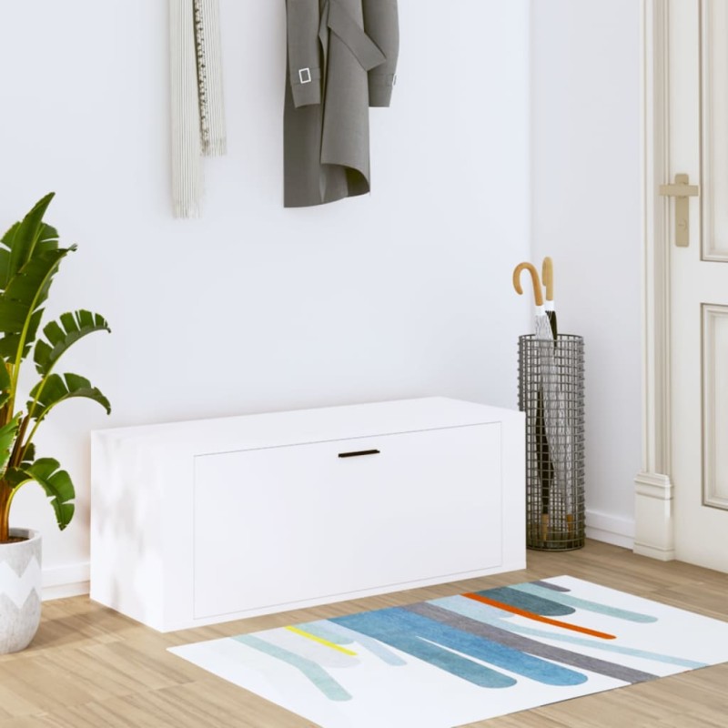 vidaXL Mueble zapatero pared madera contrachapada blanco 100x35x38 cm vidaXL Mueble zapatero pared madera contrachapada blanco 100x35x38 cm