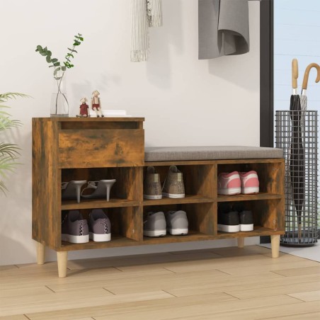vidaXL Mueble zapatero madera contrachapada roble ahumado 102x36x60 cm