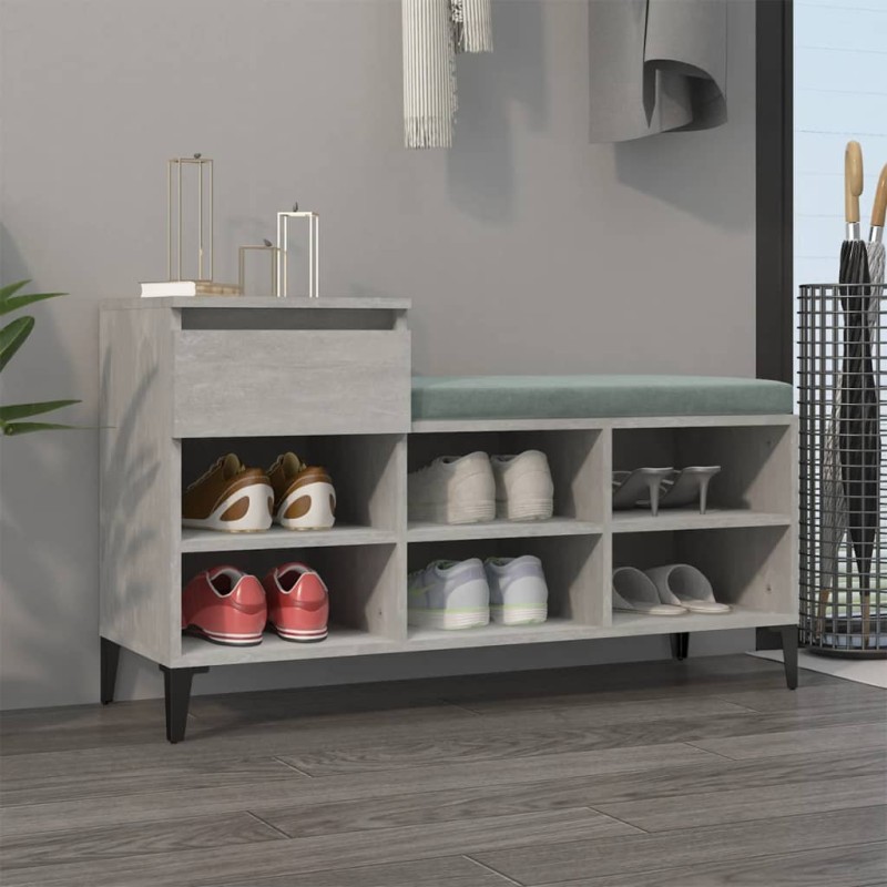 vidaXL Mueble zapatero madera contrachapada gris hormigón 102x36x60 cm vidaXL Mueble zapatero madera contrachapada gris hormigón 102x36x60 cm