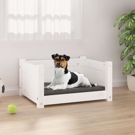 vidaXL Cama para perros madera maciza de pino blanco 55,5x45,5x28 cm