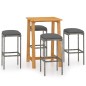 vidaXL Set de bar para jardín 5 piezas y cojines ratán sintético gris vidaXL Set de bar para jardín 5 piezas y cojines ratán sintético gris