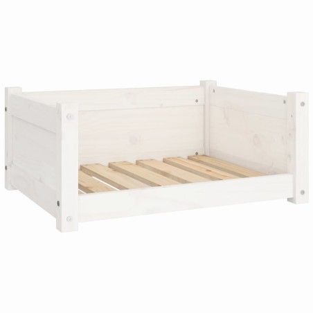 vidaXL Cama para perros madera maciza de pino blanco 65,5x50,5x28 cm