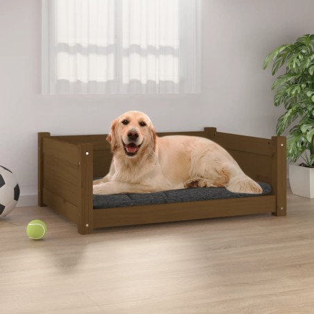 vidaXL Cama para perros madera maciza pino marrón miel 75,5x55,5x28 cm