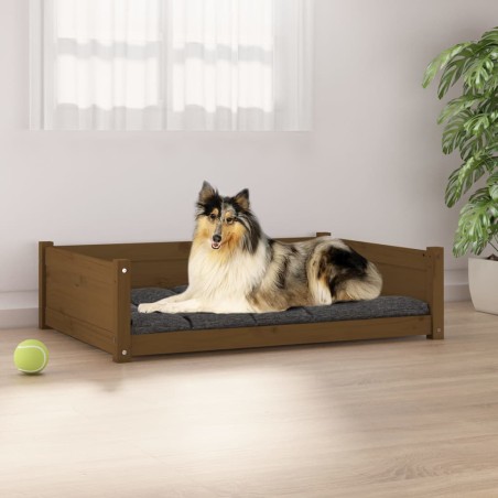 vidaXL Cama para perros madera maciza pino marrón miel 95,5x65,5x28 cm
