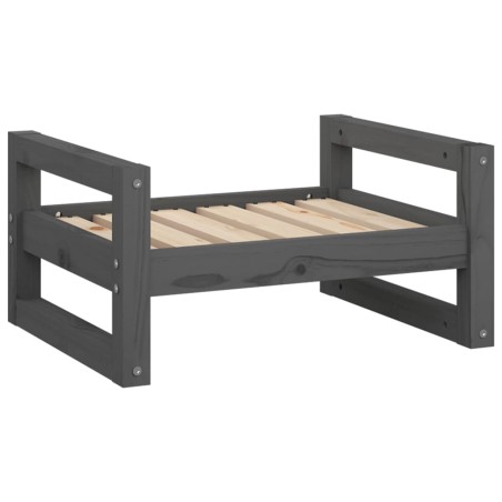 vidaXL Cama para perros madera maciza de pino gris 55,5x45,5x28 cm