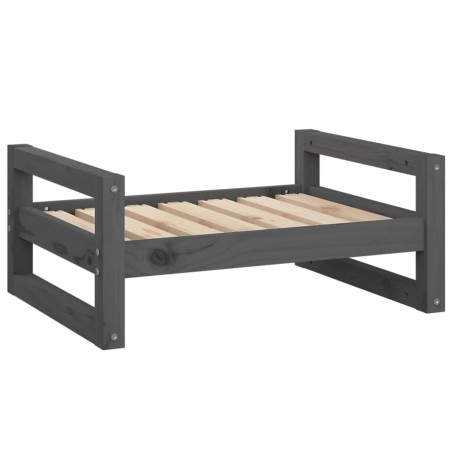 vidaXL Cama para perros madera maciza de pino gris 65,5x50,5x28 cm