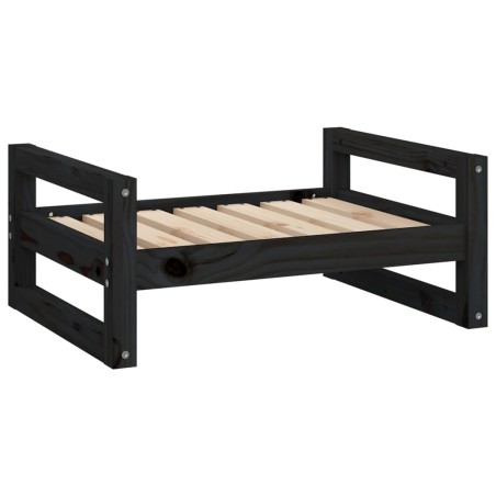 vidaXL Cama para perros madera maciza de pino negro 65,5x50,5x28 cm