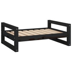 vidaXL Cama para perros madera maciza de pino negro 75,5x55,5x28 cm