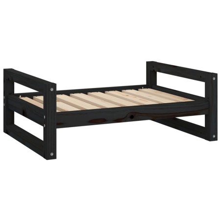 vidaXL Cama para perros madera maciza de pino negro 75,5x55,5x28 cm
