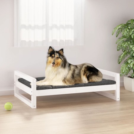 vidaXL Cama para perros madera maciza de pino blanco 95,5x65,5x28 cm