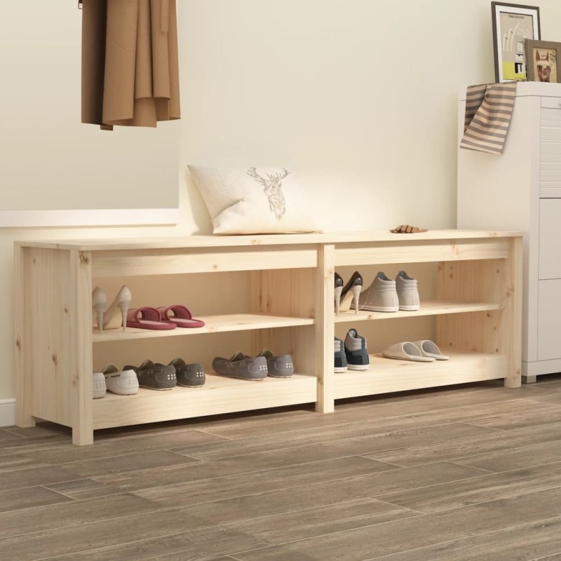 vidaXL Banco zapatero de madera maciza de pino 160x36,5x50 cm vidaXL Banco zapatero de madera maciza de pino 160x36,5x50 cm